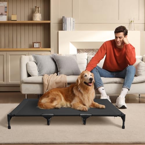 Love&go Elevated Dog Bed with Metal Frame, Cooling Raised Pet Cot for Dog and Cat (XL - Black, XLarge- 44x34x5.5 inch) - color: XL - Black, size: XLarge- 44x34x5.5 inch