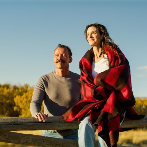 Arcturus Military Wool Blanket - Warm, Thick, Washable - Great for Outdoors, Camping, Stadium Blanket, Picnics, Travel - Car & Bushcraft Survival Kits - color: Red Buffalo