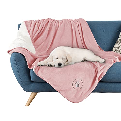 Waterproof Pet Blanket - 50x60-Inch Reversible Sherpa Fleece Throw Protects Couches, Cars, and Beds from Spills, Stains, and Fur by PETMAKER (Pink) - color: Pink, size: Small