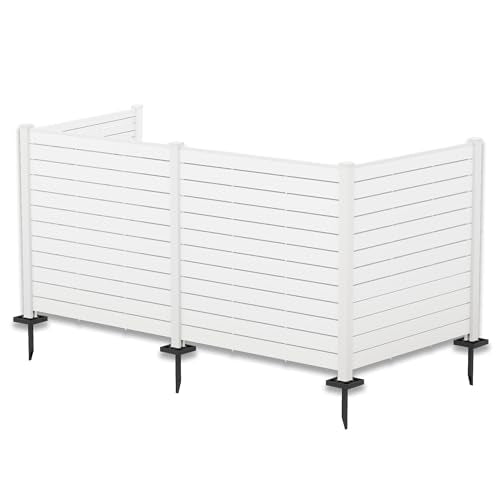 Kozyard 50" W x 48" H Outdoor Privacy Screens Aluminum Post, Air Conditioner Fence Panels, Pool Equipment Enclosure, Trash Can Screens Fence Kit for Outside Backyard Patio (White/4Panels) - color: White/4Panels