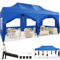 COBIZI 10x20 Heavy Duty Pop Up Canopy Tent with 6 Sidewalls Thicken Frame, Commercial Easy Up Outdoor Wedding Party Tents, All Season Waterproof Windproof with Stakes Sandbags Ropes Roller Bag, Uranus - color: Uranus, size: 10x20