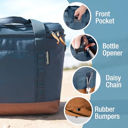 CleverMade Pacifica Collapsible Cooler Bag – Medium Portable Cooler Bag for Travel, Foldable Insulated Cooler for Beach, Picnic & Road Trips, Holds Up to 30 Cans, Leakproof Soft Carry Cooler - Gray - color: Charcoal Gray, size: Medium