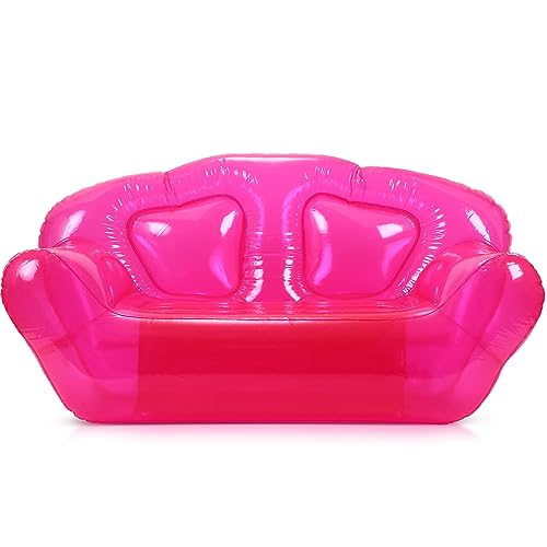 Kigley Inflatable Chair Blow Up Couches Transparent Inflatable Sofa Seat Yard Patio Portable Air Couch Furniture for Outdoor Indoor Camping Beach Room(Double Seat,Pink) - color: Pink