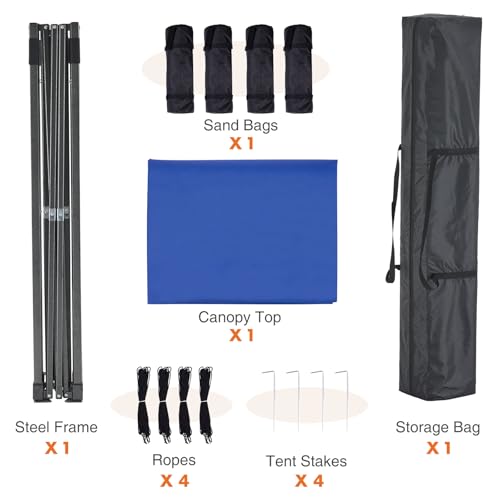 OLIXIS 10x10 Ft Pop Up Canopy Tent, Waterproof Outdoor Canopy, Portable Instant Shade Shelter with Sandbags for Beach, Backyard, Parties, Camping and Commercial Events, Classic Blue - color: Classic Blue, size: 10 x 10 ft