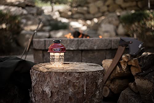 Barebones Beacon Hanging Light – Red, Rechargeable LED Camping Lantern with Adjustable Brightness – Weatherproof Vintage-Style Hanging Lantern for Outdoor Adventures and Year-Round Use - color: Red