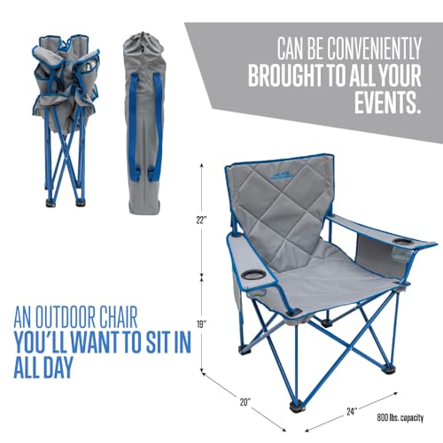 ALPS Mountaineering King Kong Camping Chairs for Adults with Mesh Cup Holders and Pockets, Built Durable and Reliable with Compact Foldable Steel Frame - color: Light Gray