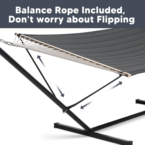 SUNCREAT Hammocks for Outside with 15 ft Stand, Stand Alone Hammock, 475 lbs Capacity, Dark Gray - color: Dark Grey, size: 15 ft Stand