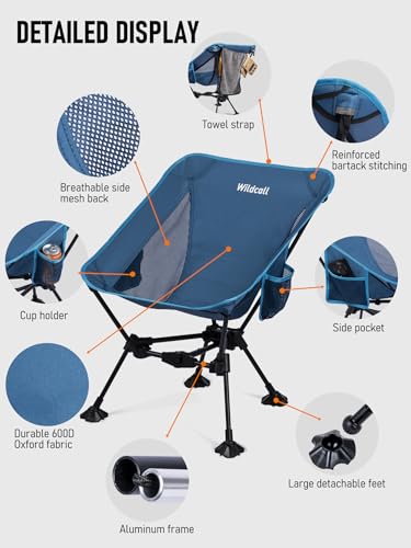 WildCall Lightweight Folding Camping Chair Compact Beach Chair with Anti-Sinking Large Feet - color: 1 X Blue