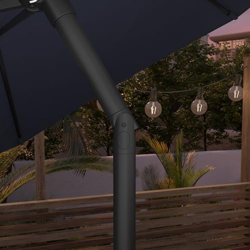 Sunline 9 ft Patio Umbrella with Crank & Push Button Tilt, Outdoor Market Umbrella with UV Protection & Wind Vent, Metal Frame for Deck, Pool & Table, Navy Blue - color: Navy Blue, size: 9 foot