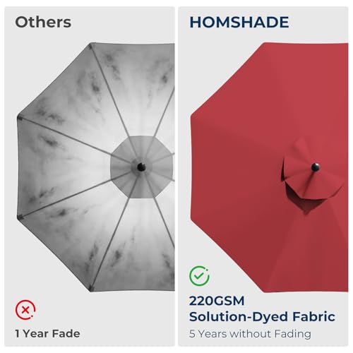 HOMSHADE 10ft Patio Umbrella with Base Included, Cantilever Umbrella UPF50+ UV Protection with Easy Tilt and Crank for Pool Deck and Garden(Red) - color: Red