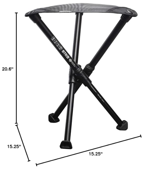 Hillsound BTR Stool for Ultralight Backpacking & Hiking, Lightweight Camping Chairs, Compact Portable Outdoor Seat, Hunting Adventures, Durable Tripod Design, Made in Korea - color: Black, size: 20"