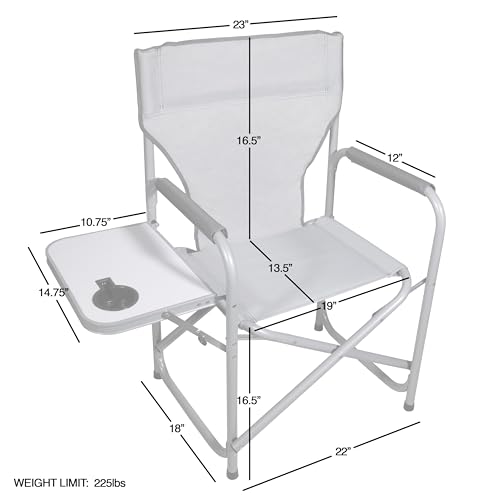 Zenithen Portable Outdoor Director's Folding Chair with Side Table Perfect for Sporting Events, Outdoor Activities, Camping, Patio Furniture, and Relaxing, Light Grey - color: Silver