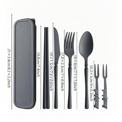 Portable Cutlery Set Travel Utensils with Case , Reusable Camping Utensil Sets for Lunch Picnic Daily Use Outdoor , Eco-Friendly BPA Free Tableware (Dark Grey , Dark Grey) - color: Dark Grey ，Dark Grey