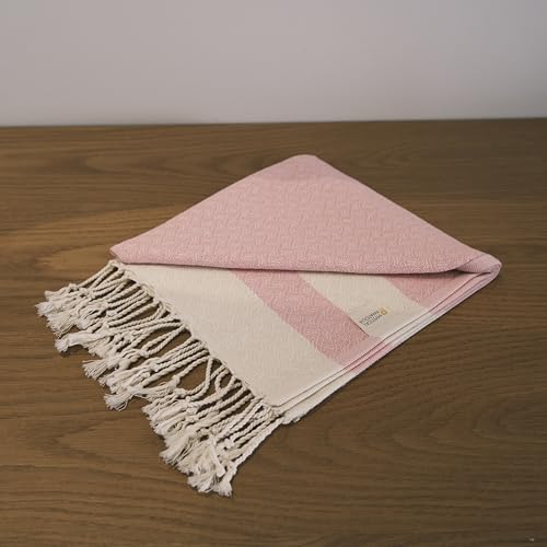 mysticalanatolia Turkish Beach Towel Oversized Cotton Sand Free Quick Dry Lightweight Peshtemal Large Travel Yoga Picnic Blanket Absorbent Compact 39x79 Pink - color: Pink