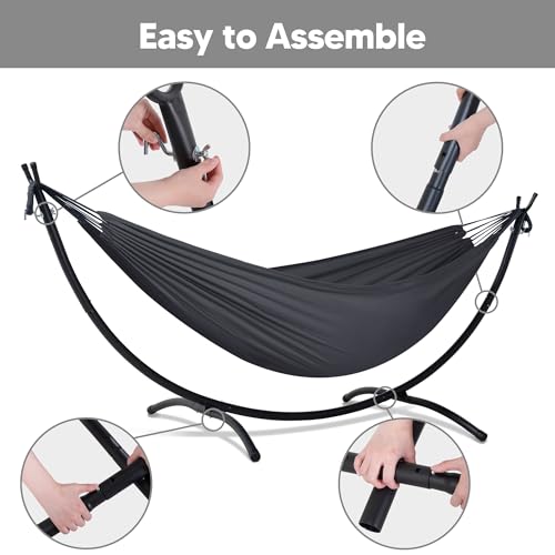 SUNCREAT Hammocks Standing Patio Hammock, Portable Hammock with Stand Foldable, Dark Gray - color: Dark Gray