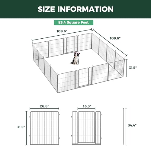 FXW Aster Dog Playpen Designed for Yard, 32inch 16 Panels - size: 32"H & 16 Panels