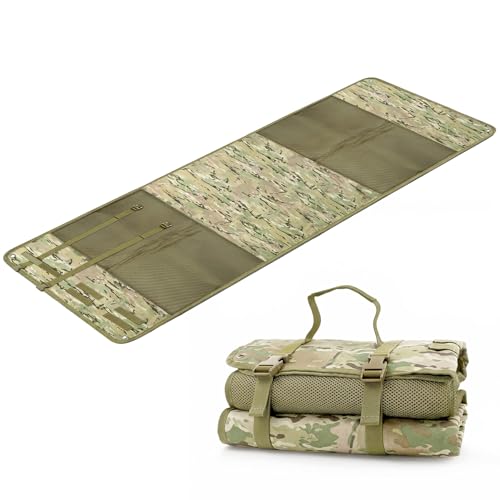 Shooting Mats Prone Padded,Extra Large Tactical Training Shooting Mat for Range Shooting & Hunting, Compact Foldable Water-Resistant Anti-Slip Base with Carry Strap Hunting Mat - color: Multi Camo