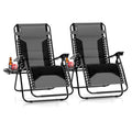 PHI VILLA Zero Gravity Chair Set of 2, Padded Anti Gravity Recliner, Oversized 28" Wide Seat, Foldable Patio Lounger with Armrest & Cup Holder, Supports 400 LBS (Grey) - color: Grey