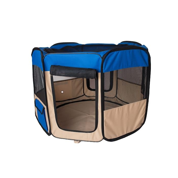 Armarkat PP001B Blue and Beige Portable Playpen - size: Portable
