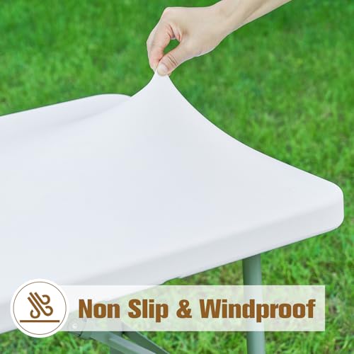Fitted Rectangle Tablecloth 20 x 30 Inch Elastic Table Cloth for 2.5ft Table, Stretch Spandex Tables Cover White Washable Polyester Tables Top Cap Cover for Dining Picnic Camping Indoor and Outdoor - color: White, size: 30" x 20" (Rectangular)