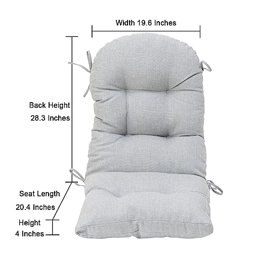 QILLOWAY Outdoor High Back Chair Cushion for Adirondack, All Weather Rocking Chair Cushions Thick Padded Replacement for Patio Furniture,Gray,White - color: Silver/White