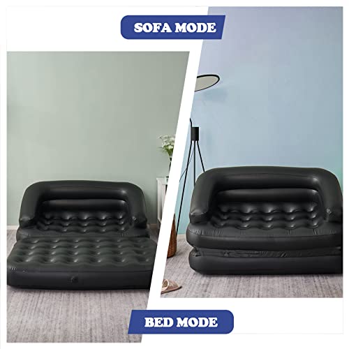Inflatable Couch Air Sofa Bed, Blow Up Sofa for Camping Waterproof, Black - color: Black