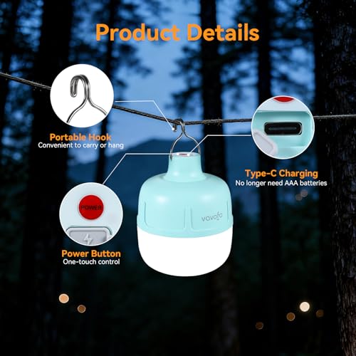 VAVOFO 20W LED Camping Lantern Rechargeable, 1200LM, 3000mAh Portable Tent Light , IP65 Waterproof Flashlight Lanterns for Outdoor ,Power Outages,Camping (Green) - color: Green