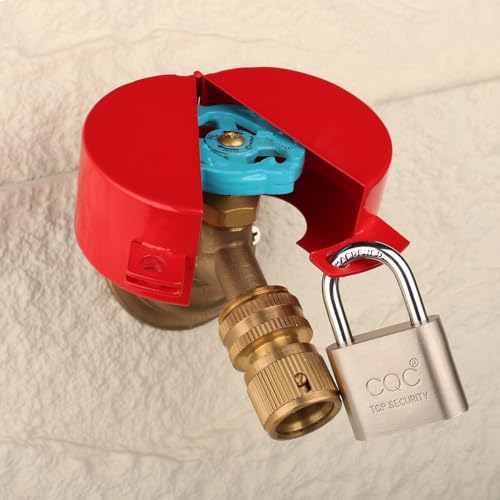 Outdoor Faucet Lock, Water Spigot Lock, Metallic Red with Padlock, Metal, Suitable for Garden Faucets, Hose Bib Lock, Water Hose, Hose Spigot, Prevent Water Theft, Child Proof - color: Red