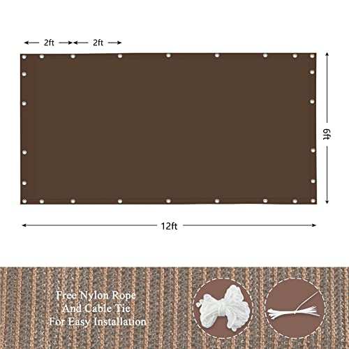 90% Outdoor Sun Shade Cloth, 6’ x 12’, Pergola, Deck, and Backyard Patio Sunshade with UV Protection, Heat Resistant HDPE Material, Reinforced Grommets (6x12 FT,Brown) - color: 2-brown, size: 6x12 FT