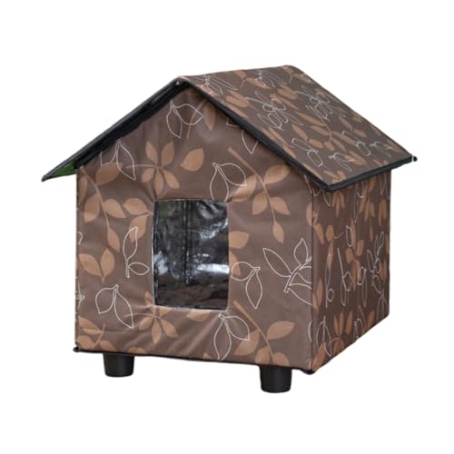 Outdoor Cat House Tent Pet Supplies Foldable Insulated Kitten House Stray Cat Shelter for Outside Garden Patio Winter Porch, Brown - color: Brown