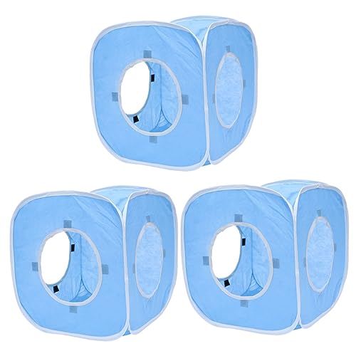 Mipcase 3pcs Portable Pet Tent Outdoor Cat Dog House Weatherproof Pop-up Shelter for Pets - color: Bluex3pcs
