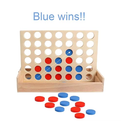 Wooden 4 in a Row Game - Classic Strategy Game for AdultsConnect The 4 Discs of Same Colour in a Row - Travel Games Family Board Games
