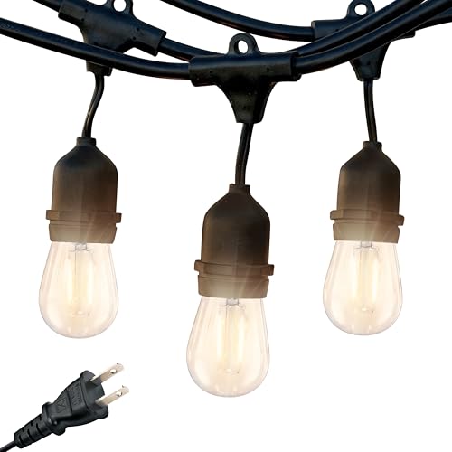 Brightech Ambience Pro - Waterproof LED Outdoor String Lights - Hanging, Dimmable 2W Vintage Edison Bulbs - 48 Ft Commercial Grade Patio Lights Create Cafe Ambience In Your Backyard - style: 48 Foot - Soft White (2700K)