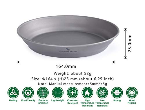 Boundless Voyage Ultralight Titanium Bowl Pan Plate Dish with Carry Bag Outdoor Camping Portable Tableware Cookware (Ti15166B (Plate-S)) - color: Ti15166B (Plate-S)
