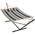ANOW Double Hammock with Stand 12FT, Heavy Duty Hammocks with Stand for Outside, 450 LBS Weight Capacity, Blue & Green Stripes - color: Blue & Green Stripes, size: 2 Person With Stand