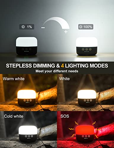 LED Camping Lantern Rechargeable 1000LM, Up to 300H Running Time Camping Tent Light, 6700mAh Emergency Hanging Light for Hurricane, Power Outages, Home, Hiking, Water-Resistant, Black - style: Black