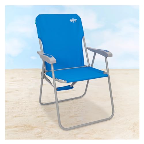 #WEJOY Folding Beach Chair for Adults, Lightweight Beach Chair with Shoulder Straps, High Back Camping Chairs with Hard Armrest, Supports 300lbs for Outdoor Lawn Concert - color: #C 2 Pack Blue, style: Classic