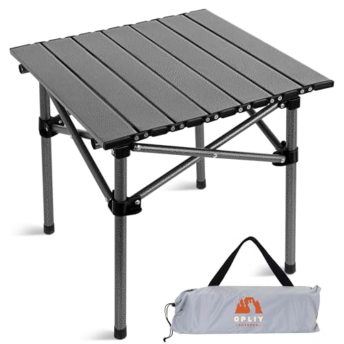 Opliy Portable Folding Camping Table for 2-4 Persons Aluminum Collapsible Table Lightweight with Carry Bag for Camping, Hiking, Picnics, BBQ, Beach Trips & Tailgating - size: L (20.8 Inch)