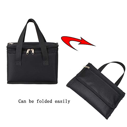 Foldable Lunch Bag Insulated Lunch Box Water-Resistant Leakproof Soft Cooler Bag Black 10 cans
