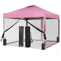 GDY 10x10 Pop up Canopy Tent with Mosquito Netting, Easy up Gazebo for Patio, Camping and Garden, Includes 4 Sandbags, Pink - color: Pink, size: 10x10 with Mosquito Netting