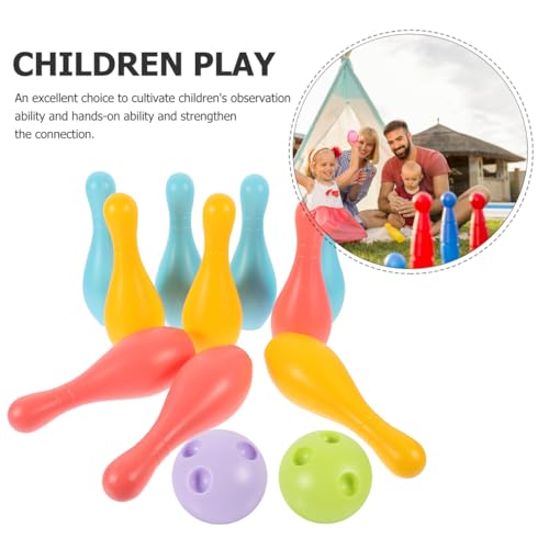 VOSAREA 1Set Plastic Bowling for Indoor Outdoor Recreational Bowling Plaything Fun Pin and Ball for Parties