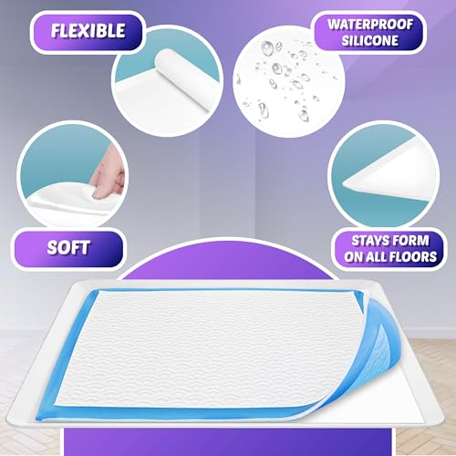 TidyFriend Dog Pee Pad Holder Tray Fits for 27.5” x 44” Wee Wee Pee Pads - Stable Grip, Raised Edges, Quick-Wipe Silicone Surface Dog Potty Tray Holder for Indoor Flooring Protection (White) - color: White