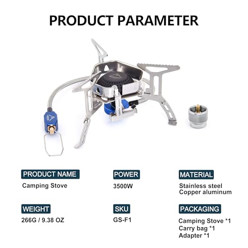 Widesea 3500W Windproof Camp Stove,Camping Gas Stove, Small Camping Stove with Piezo Ignition,Portable Collapsible Stove for Outdoor,Picnic, and Backpacking Hiking - style: WINDPOOF STOVE