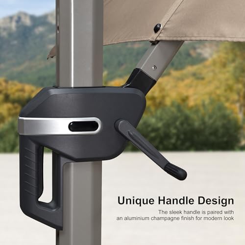 PURPLE LEAF Patio Umbrella with Base Included, 8ft Outdoor Aluminum Cantilever Umbrella with 360° Rotation, Champagne Offset Umbrella for Outdoor Garden Pool, Taupe - color: Taupe, size: 8' x 8'
