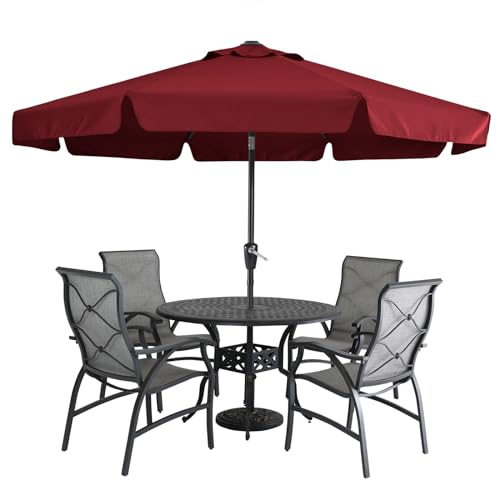 MASTERCANOPY Valance Patio Umbrella for Outdoor Table Market -8 Ribs (10ft, Burgundy) - color: Burgundy, size: 10FT