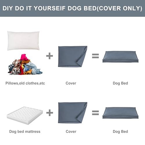 Dog Bed Covers Replacement Washable, Waterproof Dog Bed Cover with Zipper, 36Lx27Wx3H inch Durable Oxford Pet Bed Cover for Outdoor/Indoor Use, Cover Only, Blue-Gray - color: Blue-Gray, size: 36*27*3 inch
