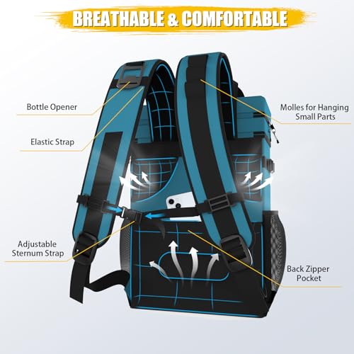 Backpack Cooler - AYAMAYA Upgrade Leakproof Cooler Backpack with Padded Top Handle, 40 Cans Large Waterproof Insulated Camping Coolers for Beach, Fishing, Picnic, Travel, BBQ - color: Blue