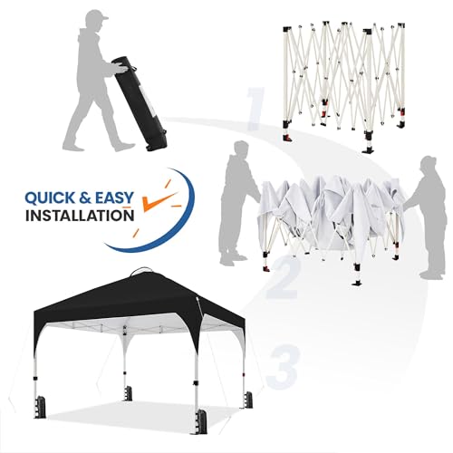 Yaheetech 12x12 Pop Up Canopy Tent with Vent, Easy Set Up Tent, Instant Sun Shelter Canopy with Wheeled Bag, 4 Sandbags, 12 Stakes & 4 Ropes, for Parties, Beach, Outdoor, Black - color: Black, size: 12×12