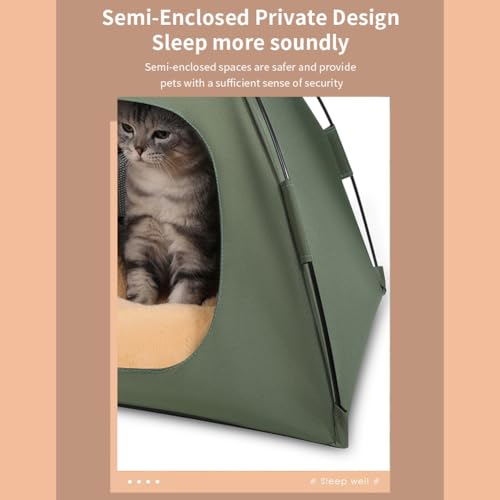Pet Tent for Cats & Small Dogs - Portable Foldable Indoor Outdoor Cat Tent & Dog House with Sunshade, Removable Cat Cave Bed for Camping, Beach, Park - Semi-Enclosed Hideaway (green,23.6*23.6*19.7in) - color: green, size: 23.6*23.6*19.7in