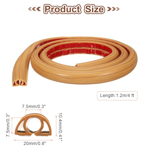 HARFINGTON 4ft Cord Cover Floor W0.3 x H0.3 Inner Channel PVC Hide Extension Cable Floor Wire Hider Wire Covers Protector for Prevent Cable Trips Cables Management, Wood Yellow - color: Wood Yellow, size: W0.3"xH0.3"x4ft